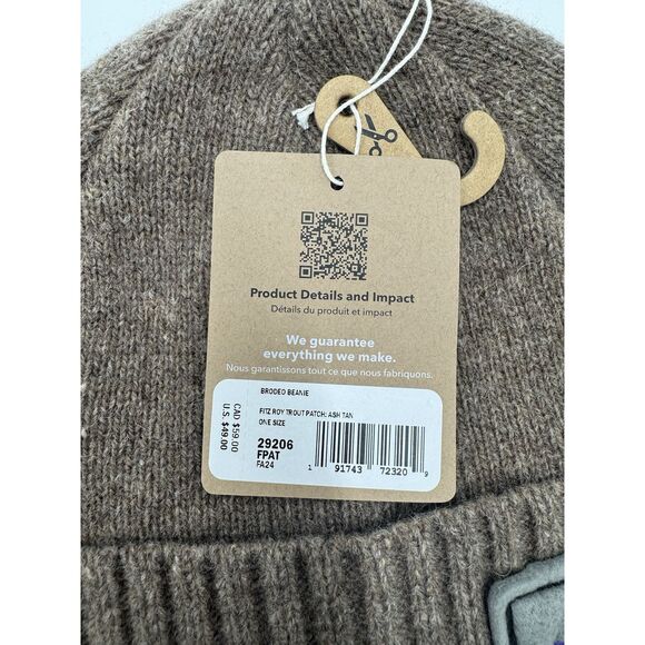 Patagonia Brodeo Beanie Fitz Roy Trout Patch Ash Tan One Size New With Tags - Picture 3 of 5